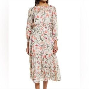 Eliza J Floral Long Sleeve Midi Dress